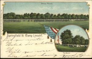 Springfield IL Camp Lincoln American Flag Dress Parade c1900 Postal Card