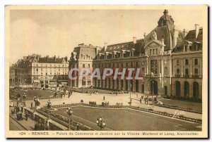 Old Postcard Rennes Palace of Trade and Gardens on the Vilaine