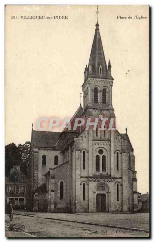 Villedieu on Indre Old Postcard Place of & # 39eglise
