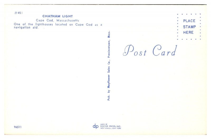 Vintage Chatham Light, Cape Cod, MA Postcard