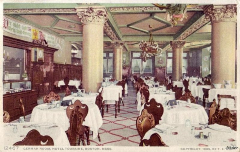 HOTEL TOURAINE GERMAN ROOM BOSTON, MA 1912