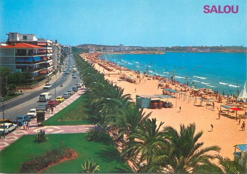 Postcard Spain Costa Dorada Salou playa y paseo