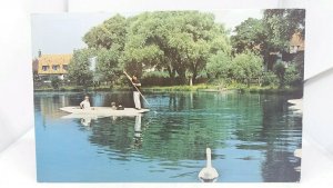 Vintage Postcard Man Punting Boat on the Mere at Thorpeness Suffolk 1980s