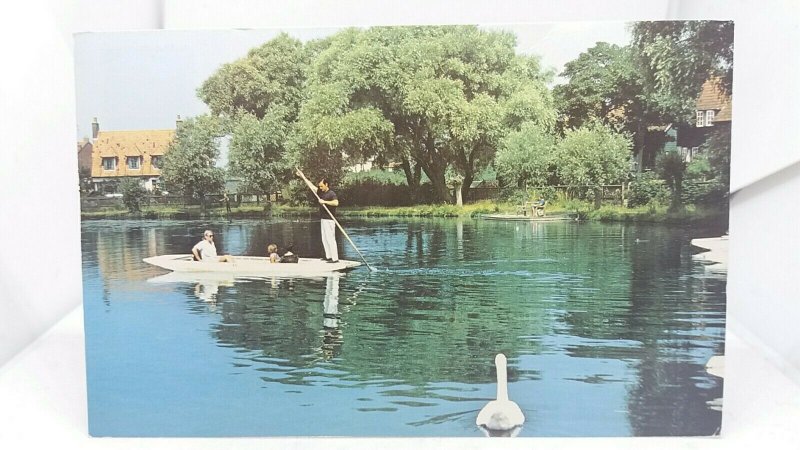 Vintage Postcard Man Punting Boat on the Mere at Thorpeness Suffolk 1980s