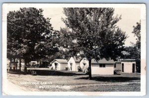 1950's RPPC GUTTENBERG IOWA CABINS COTTAGES ADIRONDACK CHAIRS REAL PHOTO PC