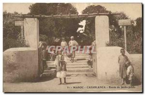 Old Postcard From Morocco Casablanca Entrance Garden Children