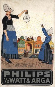 Philips Light Lightbulbs Bulbs Dutch GREAT ADVERTISING ART Eindhoven Postcard #1