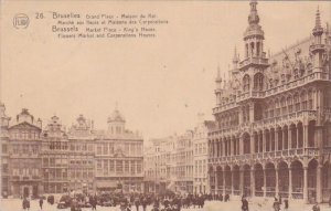 Belgium Brussels Market Place King House Flowers Market And Corporations Hous...