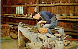 Massachusetts Old Sturbridge Village Potter Turning Bowl On His Wheel 1966