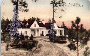 1920s Twin Gables Southern Pines North Carolina Albertype Hand Colored Postcard
