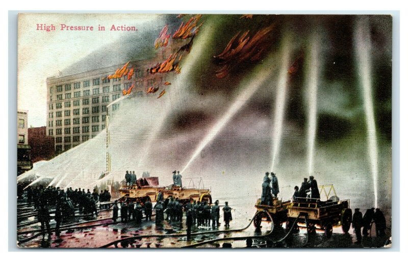 Postcard High Pressure in Action, Firefighters 1911 Y65