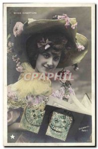 Postcard Old Theater Fancy Female Miss Campton