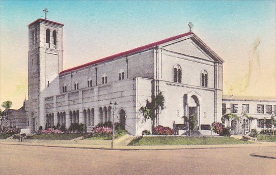 St Paul's Church Los Angeles California Handcolored Albertype