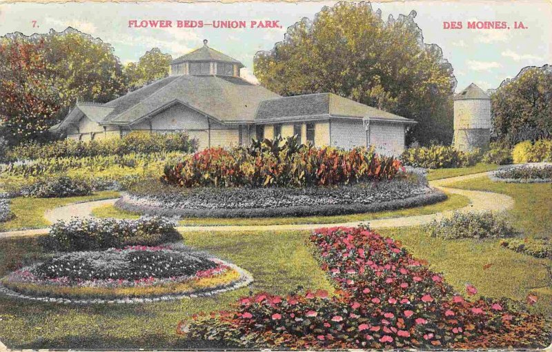 Flower Beds Union Park Des Moines 1913 postcard