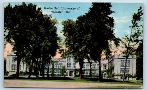 1914 Wooster Ohio OH Vintage Postcard Kauke Hall University Building Posted