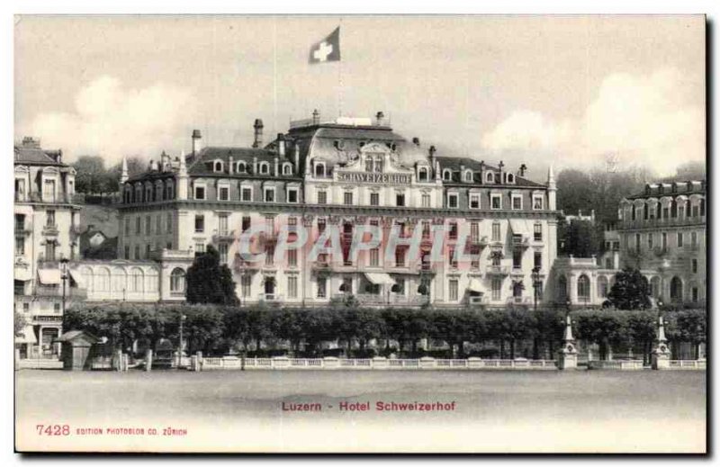 Luzern Switzerland Postcard Old Hotel Schweizerhof