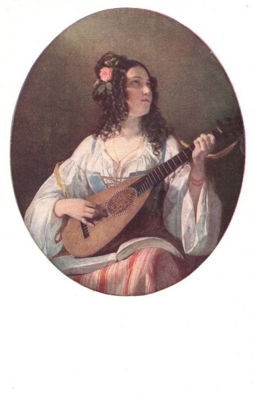 Kunstler Ak Amerling Lautenspielerin Frau Laute Musik Painting Postcard