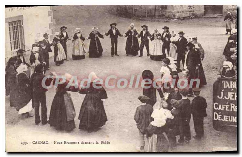 Old Postcard Carnac Noce Bretonne Dancing The Ride