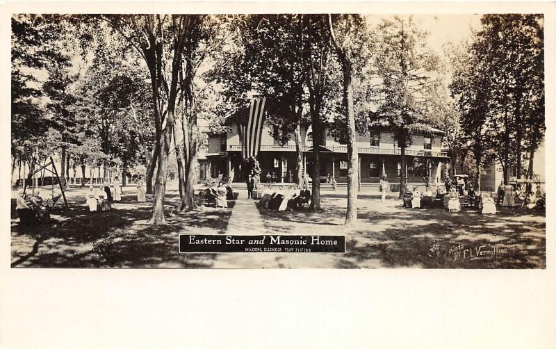 F22/ Macon Illinois RPPC Postcard 1913 Eatern Star Masonic Home