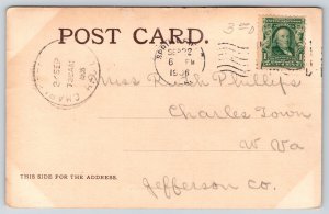 Springfield Illinois~Arsenal Bldg~Turrets~Flag~VO Hammon PM 1906 UDB Postcard