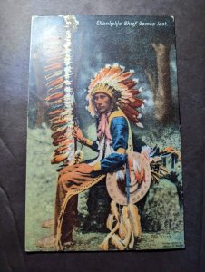 Mint USA Native American Postcard Ehankekle Chief Comes Last Indian