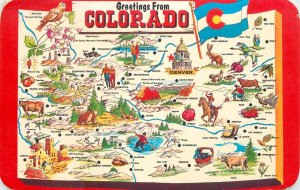 Postcard United States greetings from Colorado map Centennial state 1972