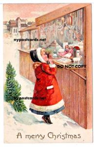 Merry Christmas, Girl Looking in Window