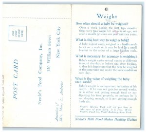 Baby Record's Weight Fold Out Nestle Advertising Unposted Antique Postcard