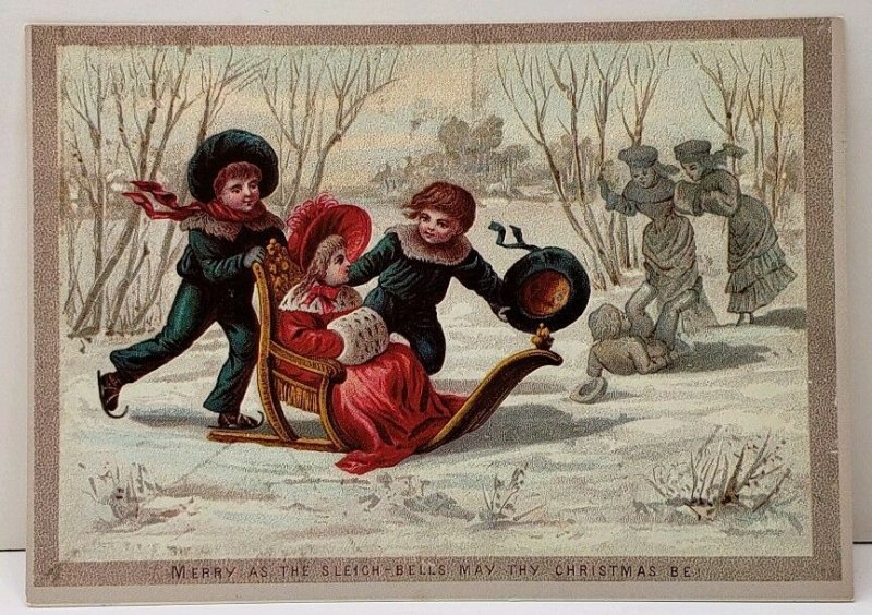 Merry as the Sleighbells May Thy Christmas Be, Repro of 1874-1895 Postcard E10