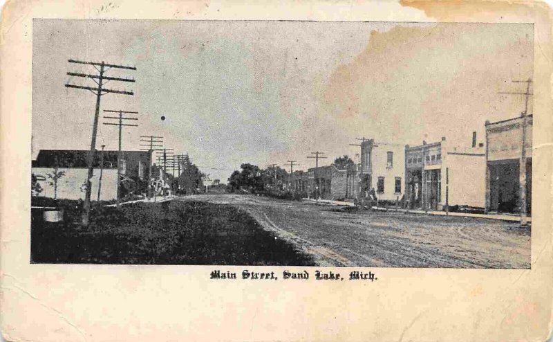 Main Street Sand Lake Michigan 1909 postcard