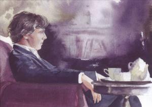 BENEDICT CUMBERBATCH Sherlock Holmes Movie Series Tea Party MODERN postcard