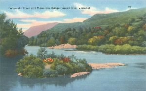 Green Mtns Vermont Winooski River & Mountain Range Linen Postcard Unused