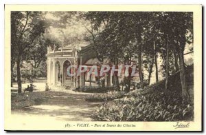 Postcard Old Vichy Park and Source of Celestins