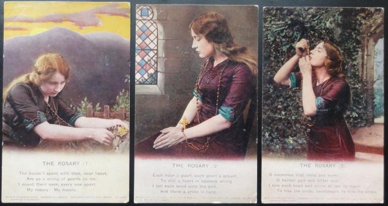 THE ROSARY: Bamforth Song Cards Set of 3 No 4803/1/2/3