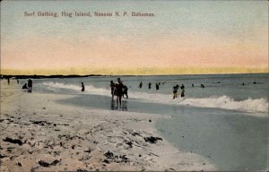 Nassau Bahamas Surf Bathing Hog Island c1910 Vintage Postcard