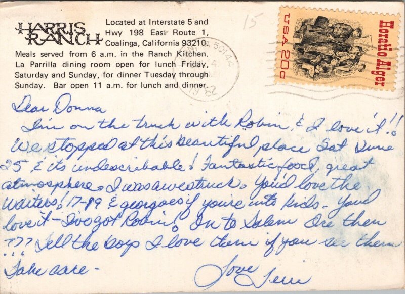 Harris Ranch Coalinga CA Postcard PC463