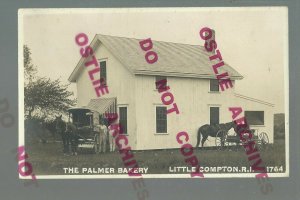 Little Compton RHODE ISLAND RPPC c1910 DELIVERY WAGON Advertising BAKERY Newport