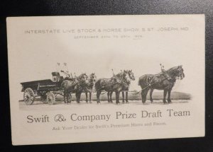 Mint USA Advertising Postcard Swift and Company Prize Draft Horse Team Ham Bacon