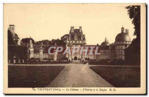 Old Postcard Valencay Indre Chateau L'Entree and Dungeon