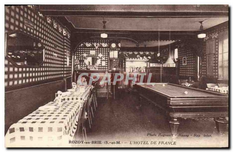 Old Postcard Billiard Rozoy en Brie L & # 39Hotel of France