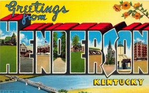 C71/ Henderson Kentucky Ky Postcard Large Letter Greetings from Teich