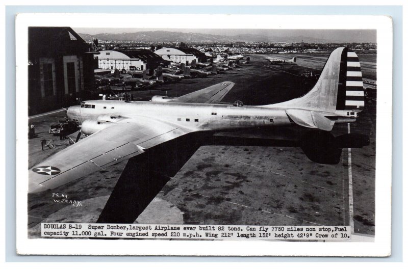 Douglas B-19 Super Bomber Aircraft Plane Real Photo Postcard RPPC WJ Gray EKC 