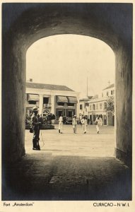 curacao, N.W.I., WILLEMSTAD, Fort Amsterdam (1930s) Spritzer RPPC Postcard