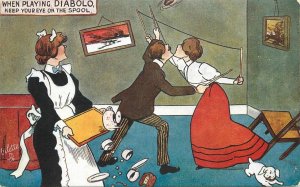 Postcard C-1910 Diabold Game Tuck House Hold Disaster comic humor 23-5700