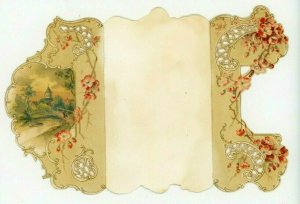 1880s-90s Embossed Die-Cut Christmas Folder Card Paper Lattice Fab! P206