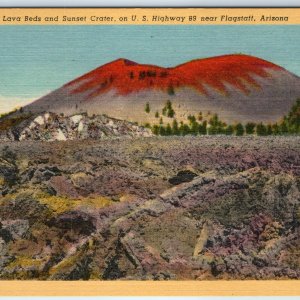 1945 Near Flagstaff AZ US Hwy 89 Lava Bed Sunset Crater Volcano Cinder Cone A228