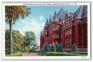 c1930's Administration Building and Chapel Masonic Home Utica NY Postcard