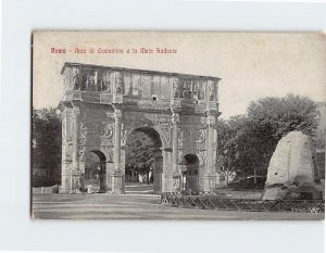 Postcard Arco di Constantino e la Meta Sudante Rome Italy