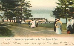 1907 GROVELAND MASSACHUSETTS Grounds Skating Pavilion Rotograph 4008