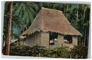 1916 Native Nipa House & Coconut Grove Postcard Manilla Phillipines 